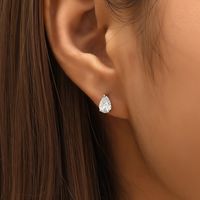New Fashion Small Simple Copper Electroplated 18k Zircon Ear Studs main image 1
