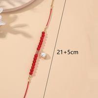 Simple Round Pearl Red Wrist Chain Female Rough Stone Couple Bracelet Wholesale main image 3