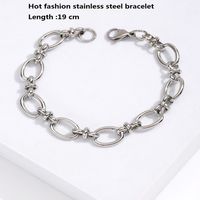 Mode Einfache Edelstahl Galvani 18k Silber Armband sku image 1