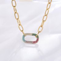 Fashion Accessories Simple Copper Electroplated 18k Gold Zircon Geometric Pendant Necklace main image 2