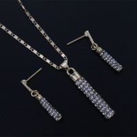 Fashion Diamond-embedded Cylindrical Stick Earrings And Necklace Set main image 2