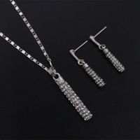 Fashion Diamond-embedded Cylindrical Stick Earrings And Necklace Set sku image 1