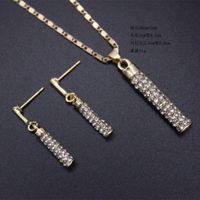 Fashion Diamond-embedded Cylindrical Stick Earrings And Necklace Set sku image 2