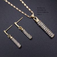 Mode Diamant-intégré Cylindrique Bâton Boucles D'oreilles Et Collier Set sku image 2