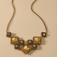 Fashion Ornament Big Square Gem Diamond Large Necklace main image 4