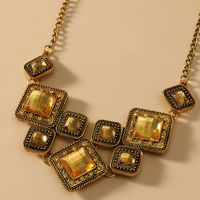 Fashion Ornament Big Square Gem Diamond Large Necklace main image 2