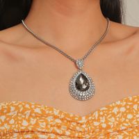 Collar Colgante Con Forma De Gota De Agua Diamante Completo De Moda sku image 2