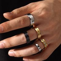 Hip Hop Fashion Men's Stainless Steel Roman Numeral Ring 5 Pieces Set sku image 1