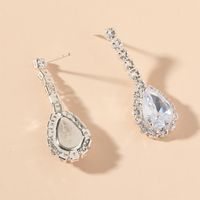 Fashion Ornament Crystal Water Drop Zircon Glass Alloy Earrings main image 3