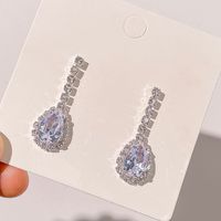Fashion Ornament Crystal Water Drop Zircon Glass Alloy Earrings sku image 1