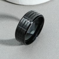 Men's Fashion Stainless Steel Striped Pattern Carved Ring main image 2