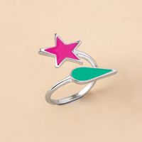 Cartoon Five-pointed Star Tear Drop Oil Alloy Open Ring main image 1