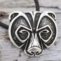 Retro Style Bear Triangle Round Claw Pattern Pendant Necklace sku image 2
