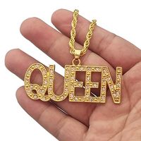 Fashion Hip Hop Style Letter King Queen Pendant Inlaid Rhinestone Necklace main image 2