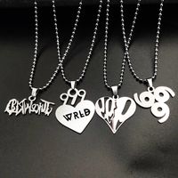 Fashion Heart Shape Letter Number Pendant Stainless Steel Necklace main image 4