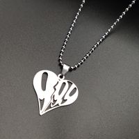 Fashion Heart Shape Letter Number Pendant Stainless Steel Necklace main image 3