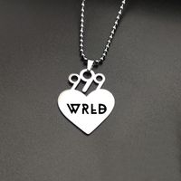 Fashion Heart Shape Letter Number Pendant Stainless Steel Necklace sku image 4