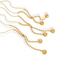 New Round Beads Tassel Pendant Titanium Steel Necklace main image 5