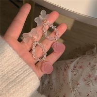 Fashion Pink Rose Transparent Sweet Bowknot Early Spring New Earrings main image 1