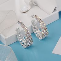 Fashion Fine Ornament Colorful Crystals U-shaped Alloy Stud Earrings main image 3