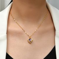 New Classic Style Copper 18k Gold Plated Heart-shaped Zircon Necklace main image 1