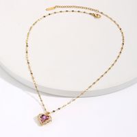 New Classic Style Copper 18k Gold Plated Heart-shaped Zircon Necklace main image 3