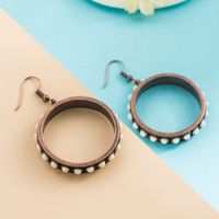 Simple Style Round Inlaid Turquoise Pendant Earrings main image 4