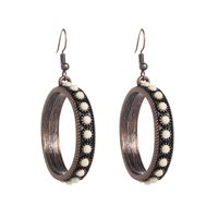 Simple Style Round Inlaid Turquoise Pendant Earrings main image 5