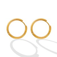 Fashionable Thread Round Titanium Steel Gold-plated Earrings Circle main image 3
