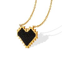 Simple Black Heart-shaped Zircon Clavicle Chain 18k Gold Plating Titanium Steel Necklace main image 3