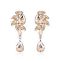 Fashion Water Drop Long Crystal Glass Full Diamond Earrings Alloy sku image 3