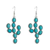 Nouvelle Mode Turquoise Alliage Cactus Forme Pendentif Boucles D'oreilles main image 5