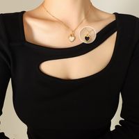 Fashion Heart Shape Pendant Titanium Steel 18k Gold-plated Necklace sku image 1