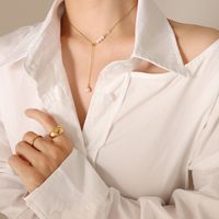 Fashion Long Tassel Pearl Pendant Titanium Steel Necklace main image 2