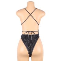 Sexy Lingerie Plus Size Deep V-neck Sexy Backless Halter Strap Rhinestone Jumpsuit main image 4