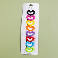New Style Children's Acrylic Candy Color Heart-shaped Side Clip Cute Hairpin Set sku image 1