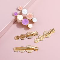 New Candy Color Round Plate Dripping Oil Duckbill Clip Hair Clip Set main image 3