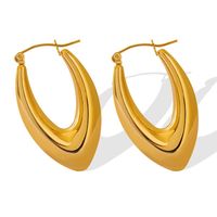 Einfache Geometrische U-shaped Titan Stahl Gold-überzogene Ohrringe main image 3