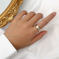 Fashion Stainless Steel Contrast Color Diamond Stitching Ring main image 3