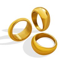 Einfache Stil Titan Stahl 18k Goldene Überzogene Glatte Ring main image 3