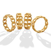 2022 New Summer Golden Geometric Titanium Steel Gold Plated Ring main image 3