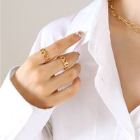 2022 New Summer Golden Geometric Titanium Steel Gold Plated Ring sku image 4