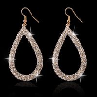 Fashion Rhinestone Hollow Water Drop Shape Pendant Earrings main image 4