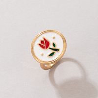 New Simple Style Flower Dripping Oil Opening Single Ring main image 2