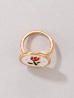 New Simple Style Flower Dripping Oil Opening Single Ring main image 4