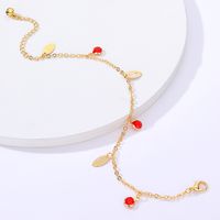 Creative Copper 18k Gold Plated Inlaid Oval Zircon Pendant Anklet main image 2