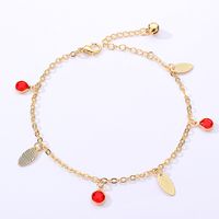 Creative Copper 18k Gold Plated Inlaid Oval Zircon Pendant Anklet main image 3