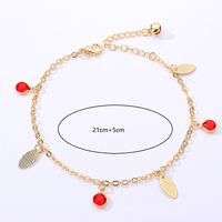 Creative Copper 18k Gold Plated Inlaid Oval Zircon Pendant Anklet main image 4
