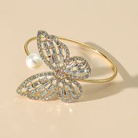 Einfache Hohl Schmetterling Form Intarsien Strass Perle Öffnung Armband main image 3