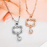 Fashion Rhinestone Hollow Heart Pendant Necklace main image 3